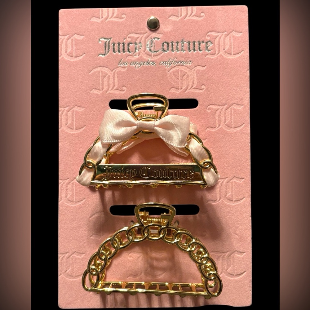 NEW•Juicy Couture 2pk Gold Metal Hair Clips